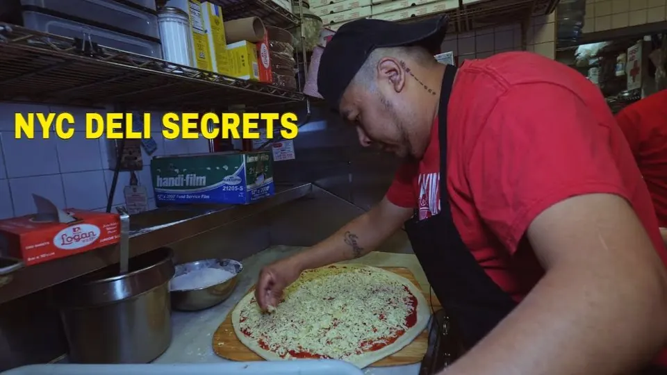 OnCrave video: pizza being made behind the Gyro King counter